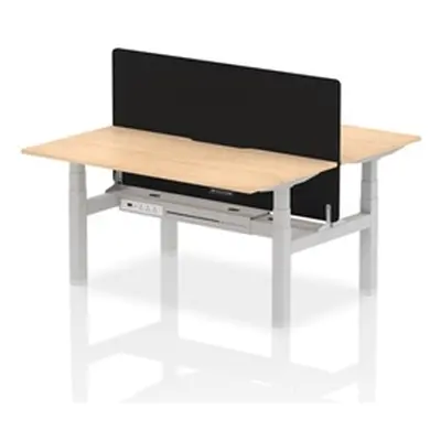 Air B2B 1600x800 Adjustable 2P Bench Desk Scallop Maple/Silver +Screen