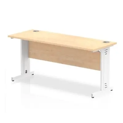 Impulse 1600 x 600mm Straight Desk Maple Top White Cable Managed Leg