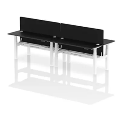 Air B2B 1600x600mm Adjustable 4P Bench Desk CP Black/White + Screen