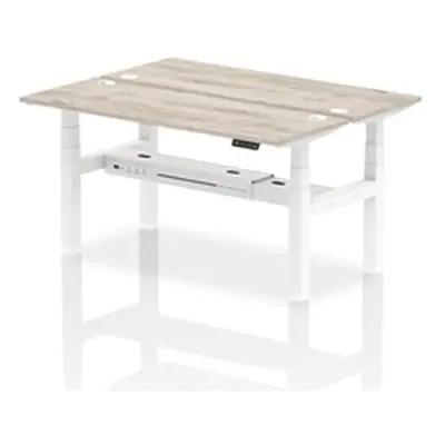 Air B2B 1600x600mm Height Adjustable 2P Bench Desk CP Grey Oak/White