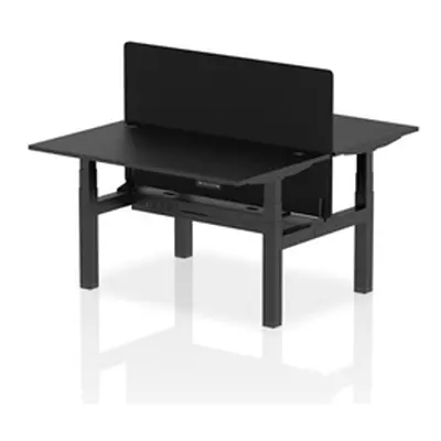 Air B2B 1400x800mm Adjustable 2P Bench Desk CP Black/Black + Screen