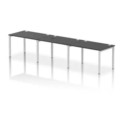 Impulse Bench Single Row 3 Person 1200 Silver Frame Bench Desk Black