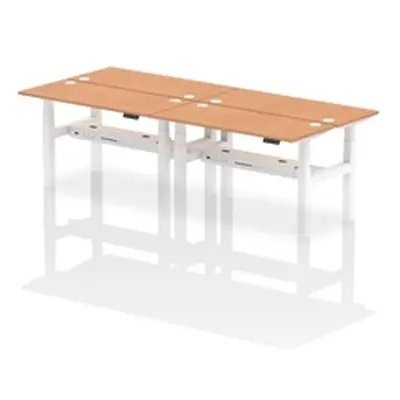 Air B2B 1400x600mm Height Adjustable 4P Bench Desk CP Oak/White