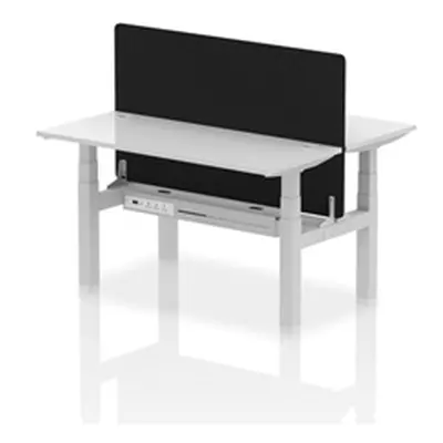 Air B2B 1400x600 Adjustable 2P Bench Desk CP White/Silver + Screen