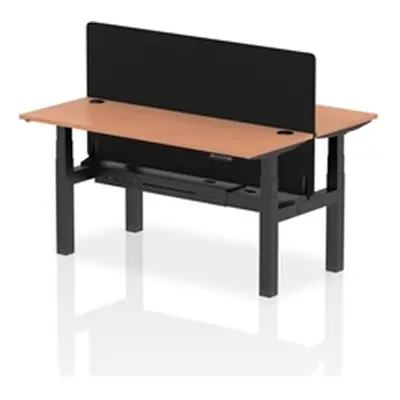 Air B2B 1600x600 Adjustable 2P Bench Desk CP Beech/Black + Screen