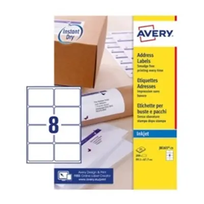 Avery Quick DRY Parcel Labels Inkjet White- J8165-25 - 200 Labels