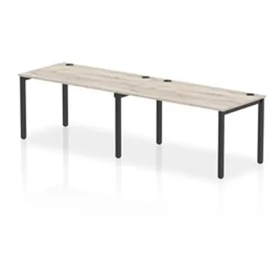 Impulse Bench Single Row 2 Person 1400 Black Frame Bench Desk Grey Oak