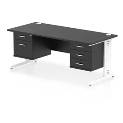 Impulse 1800x800 Desk Black/White Cable Managed 2 & 3 Drawer Fixed Ped