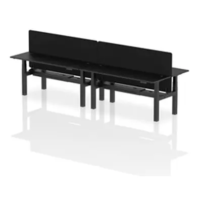 Air B2B 1800x600mm Adjustable 4P Bench Desk CP Black/Black + Screen