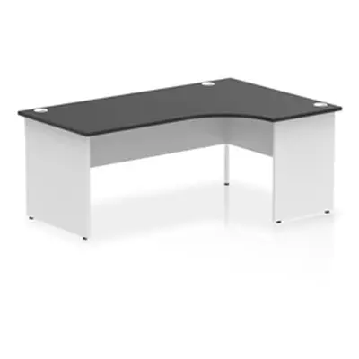 Impulse 1800 RH Crescent Desk Black Top White Panel End Leg