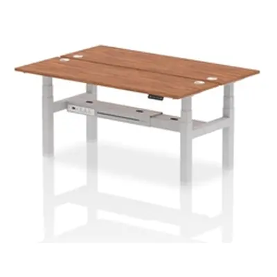 Air B2B 1800x600mm Height Adjustable 2P Bench Desk CP Walnut/Silver