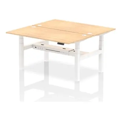 Air B2B 1600x800mm Height Adjustable 2P Bench Desk CP Maple/White