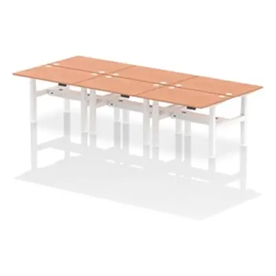 Air B2B 1200x800mm Height Adjustable 6P Bench Desk CP Beech/White