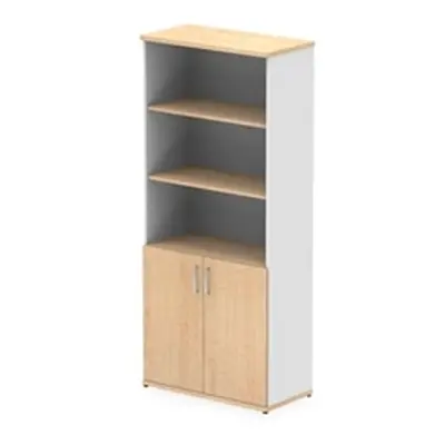 Impulse 2000mm Open Shelves Cupboard Maple and White with Maple Doors