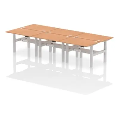 Air B2B 1200x800mm Height Adjustable 6P Bench Desk CP Oak/Silver