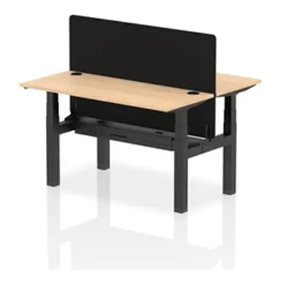 Air B2B 1400x600mm Adjustable 2P Bench Desk CP Maple/Black + Screen