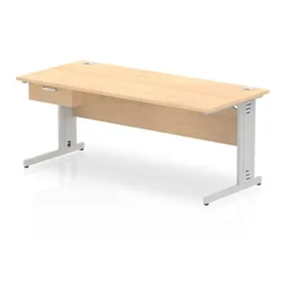 Impulse 1800x800 Desk Maple/Silver Cable Managed Leg 1 Dr Fixed Ped