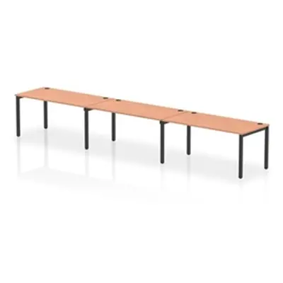 Impulse Bench Single Row 3 Person 1600 Black Frame Bench Desk Beech