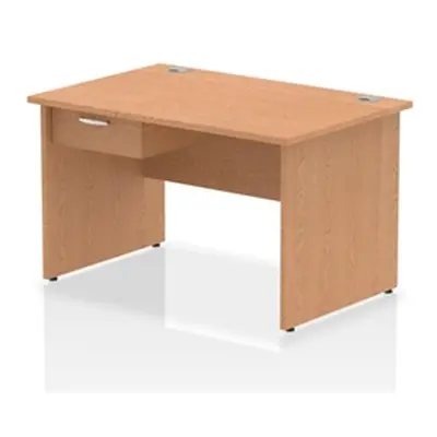 Impulse 1200x800 Desk Oak Top Panel End 1x1 Drawer Fixed Ped