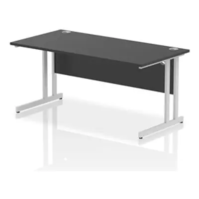 Impulse 1600x800mm Straight Desk Black Top Silver Cantilever Leg