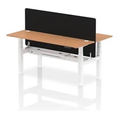 Air B2B 1800x600mm Adjustable 2P Bench Desk CP Oak/White + Screen