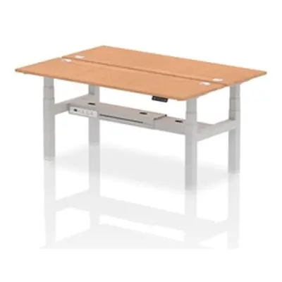 Air B2B 1800x600mm Height Adjustable 2P Bench Desk CP Oak/Silver