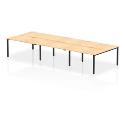 Evolve Plus 1400mm B2B 6 Person Bench Desk Maple Top Black Frame