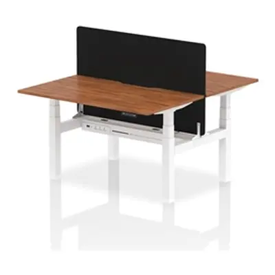 Air B2B 1400x800 Adjustable 2P Bench Desk Scallop Walnut/White +Screen