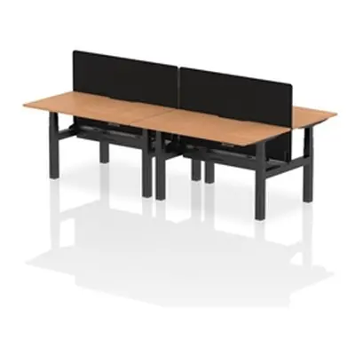 Air B2B 1400x800 Adjustable 4P Bench Desk Scalloped Oak/Black + Screen