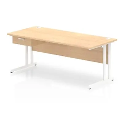 Impulse 1800x800 Desk Maple/White Cantilever Leg 1x1 Drawer Fixed Ped