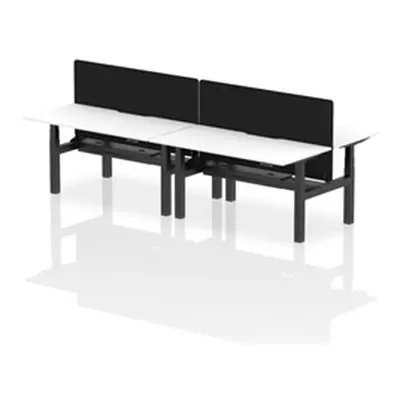 Air B2B 1600x800 Adjustable 4P Bench Desk Scallop White/Black + Screen