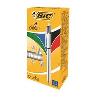 Bic 4 Colours Shine Retractable Ballpoint Pen (12 Pack)