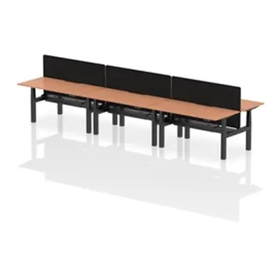 Air B2B 1600x800 Adjustable 6P Bench Desk Scallop Beech/Black + Screen