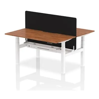 Air B2B 1600x800 Adjustable 2P Bench Desk Scallop Walnut/White +Screen