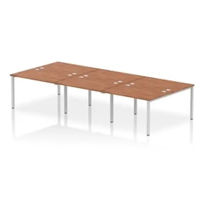 Impulse Bench B2B 6 Person 1200 Silver Frame Office Bench Desk Walnut