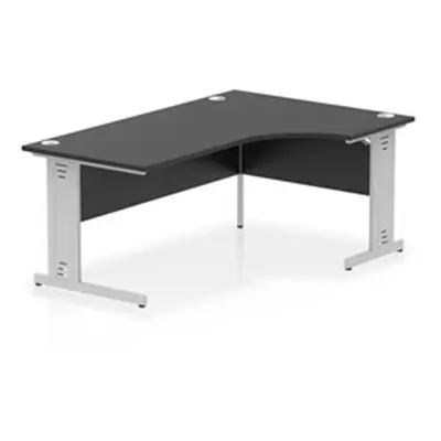 Impulse 1800 RH Crescent Desk Black Top Silver Cable Managed Leg