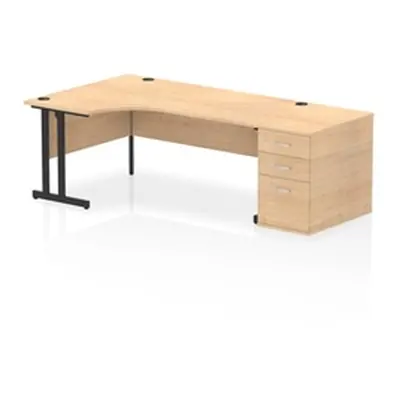 Impulse 1800 LH Crescent Desk Cantilever Maple/Black 800 Desk High Ped