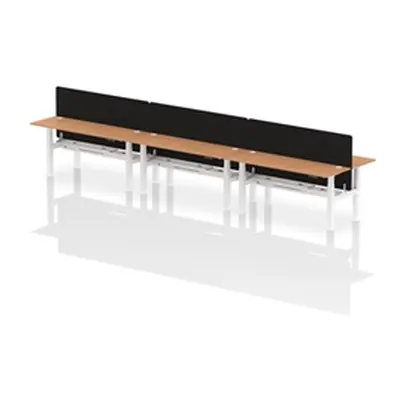 Air B2B 1800x600mm Adjustable 6P Bench Desk CP Oak/White + Screen