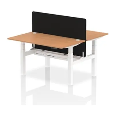 Air B2B 1400x800mm Adjustable 2P Bench Desk CP Oak/White + Screen