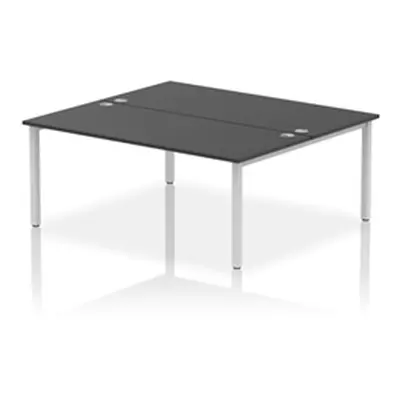 Impulse Bench B2B 2 Person 1800 Silver Frame Office Bench Desk Black