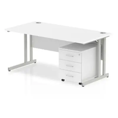 Impulse 1600 Straight Cantilever Workstation with Three drawer mobile