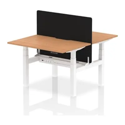 Air B2B 1200x800 Adjustable 2P Bench Desk Scalloped Oak/White + Screen