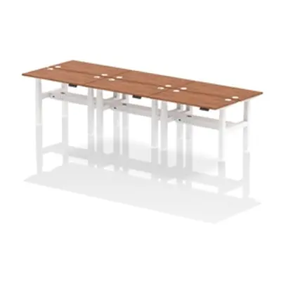 Air B2B 1200x600mm Height Adjustable 6P Bench Desk CP Walnut/White