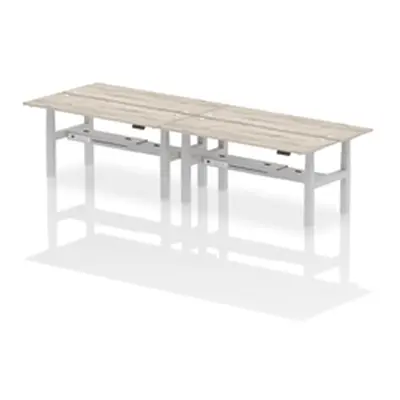 Air B2B 1800x600mm Height Adjustable 4P Bench Desk CP Grey Oak/Silver