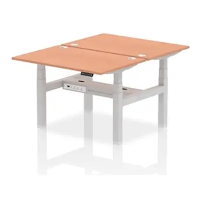 Air B2B 1200x800mm Height Adjustable 2P Bench Desk CP Beech/Silver