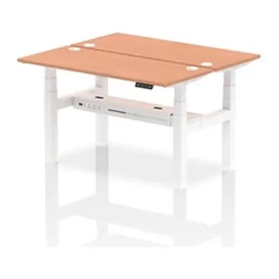 Air B2B 1400x600mm Height Adjustable 2P Bench Desk CP Beech/White