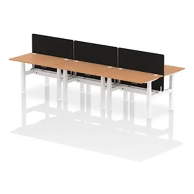 Air B2B 1200x800mm Adjustable 6P Bench Desk CP Oak/White + Screen