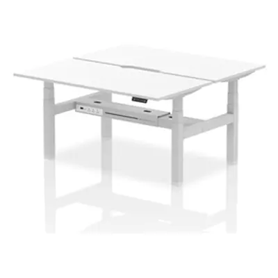 Air B2B 1600x800 Adjustable 2P Bench Desk Scalloped White/Silver