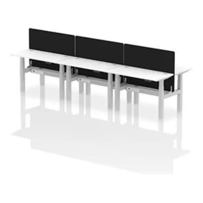 Air B2B 1200x600mm Adjustable 6P Bench Desk CP White/Silver + Screen