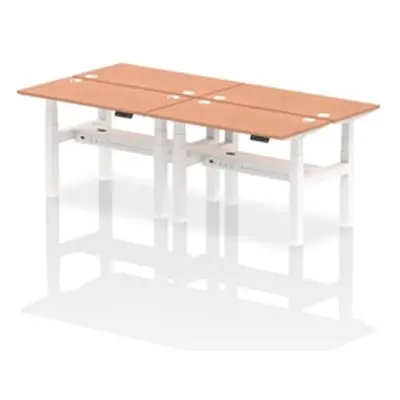 Air B2B 1200x600mm Height Adjustable 4P Bench Desk CP Beech/White